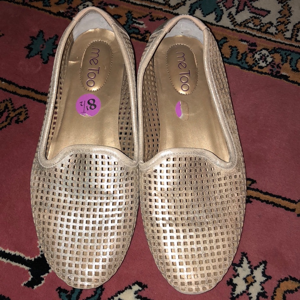 Me Too gold loafers size 8 1/2
